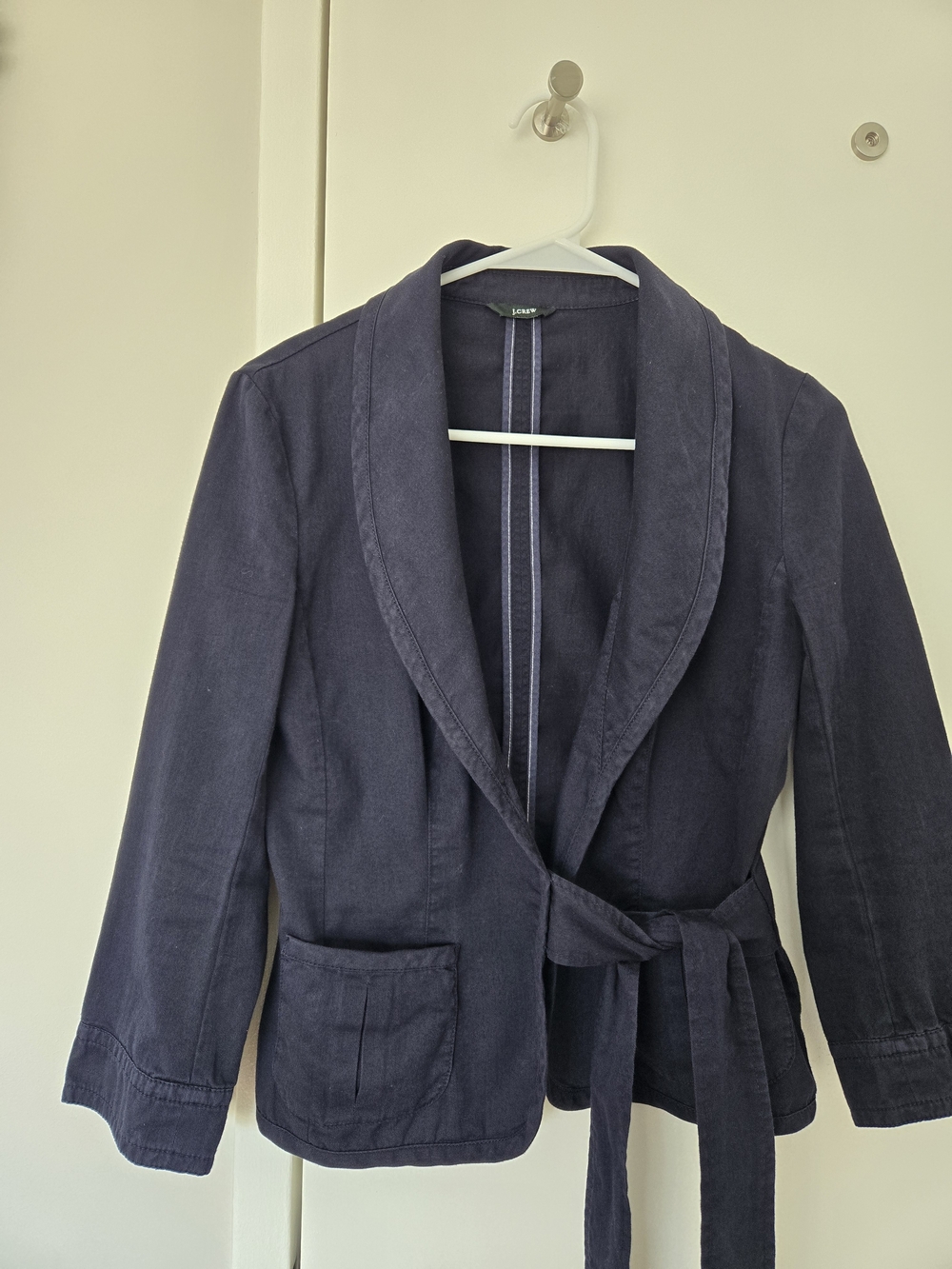J. Crew Navy Warp Waist Tie  Blazer